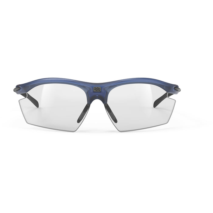 Vista frontal de los lentes de ciclismo Rudy Project Rydon Azul Congelado con mica ImpactX® 2 Negra Fotocromática