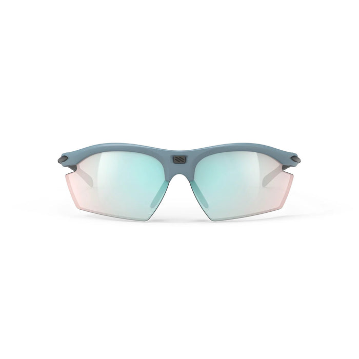 Vista frontal de los lentes de ciclismo Rudy Project Rydon Glacier Mate con mica Multiláser Osmium