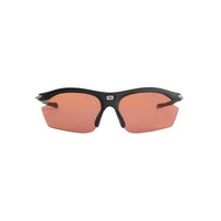 Vista frontal de los lentes de ciclismo Rudy Project Rydon Hunt & Shooting Negro Mate con mica Racing Red