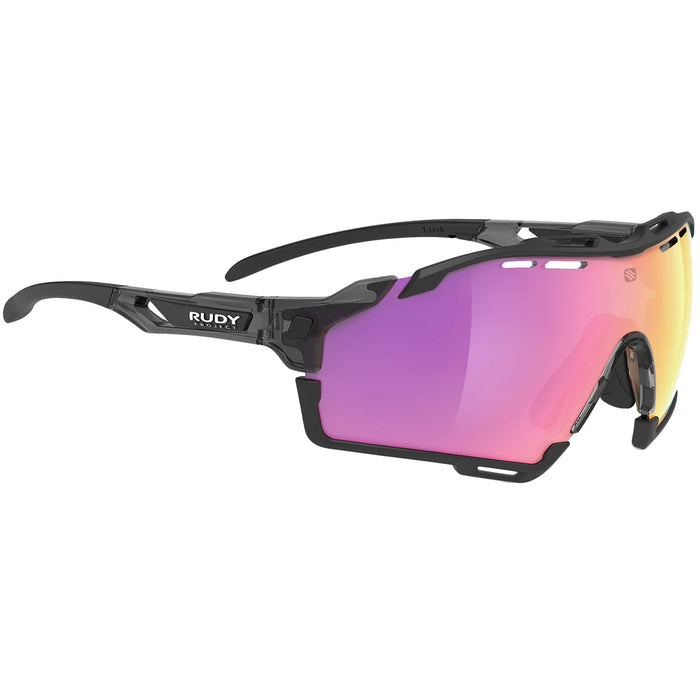 Vista frontal de los lentes Rudy Project Cutline Crystal Ash con lente Multilaser Sunset