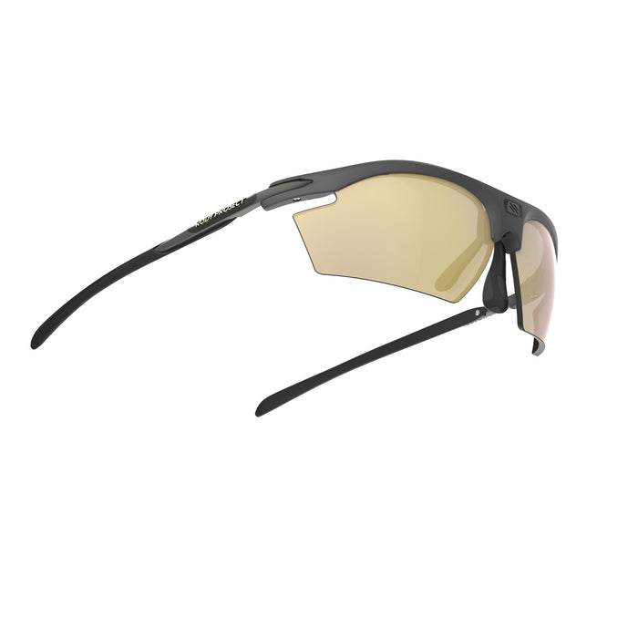 Vista frontal de los lentes Rudy Project Rydon Charcoal Mate con mica Multiláser Gold