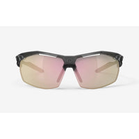 Vista frontal de los lentes Rudy Project Sydus Crystal Ash con Multiláser Oro Rosa
