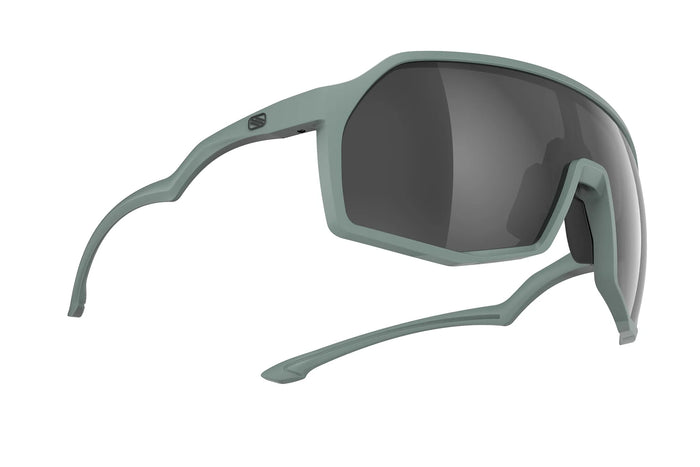 Vista frontal de los lentes Rudy Project Thunder Verde Sage Mate con Smoke Black