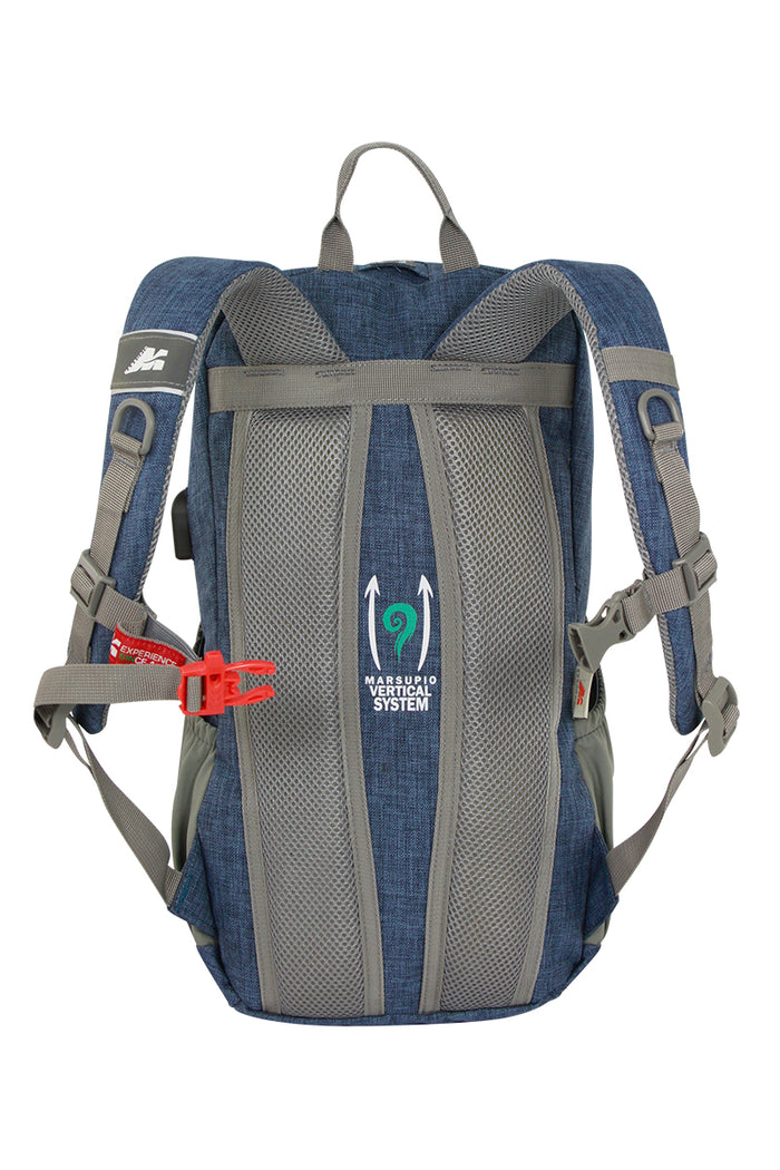 Vista trasera de la mochila Marsupio Alfa J 18 color azul