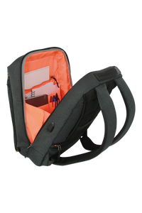 Compartimento principal e interior de la mochila Marsupio Business negra con gris