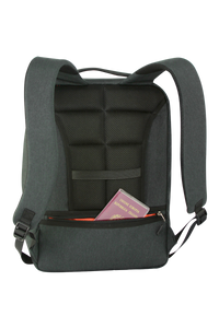 Vista trasera de la mochila Marsupio Business negra con gris