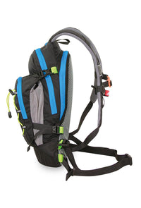 Vista lateral izquierda de la mochila Marsupio Energy negra con azul