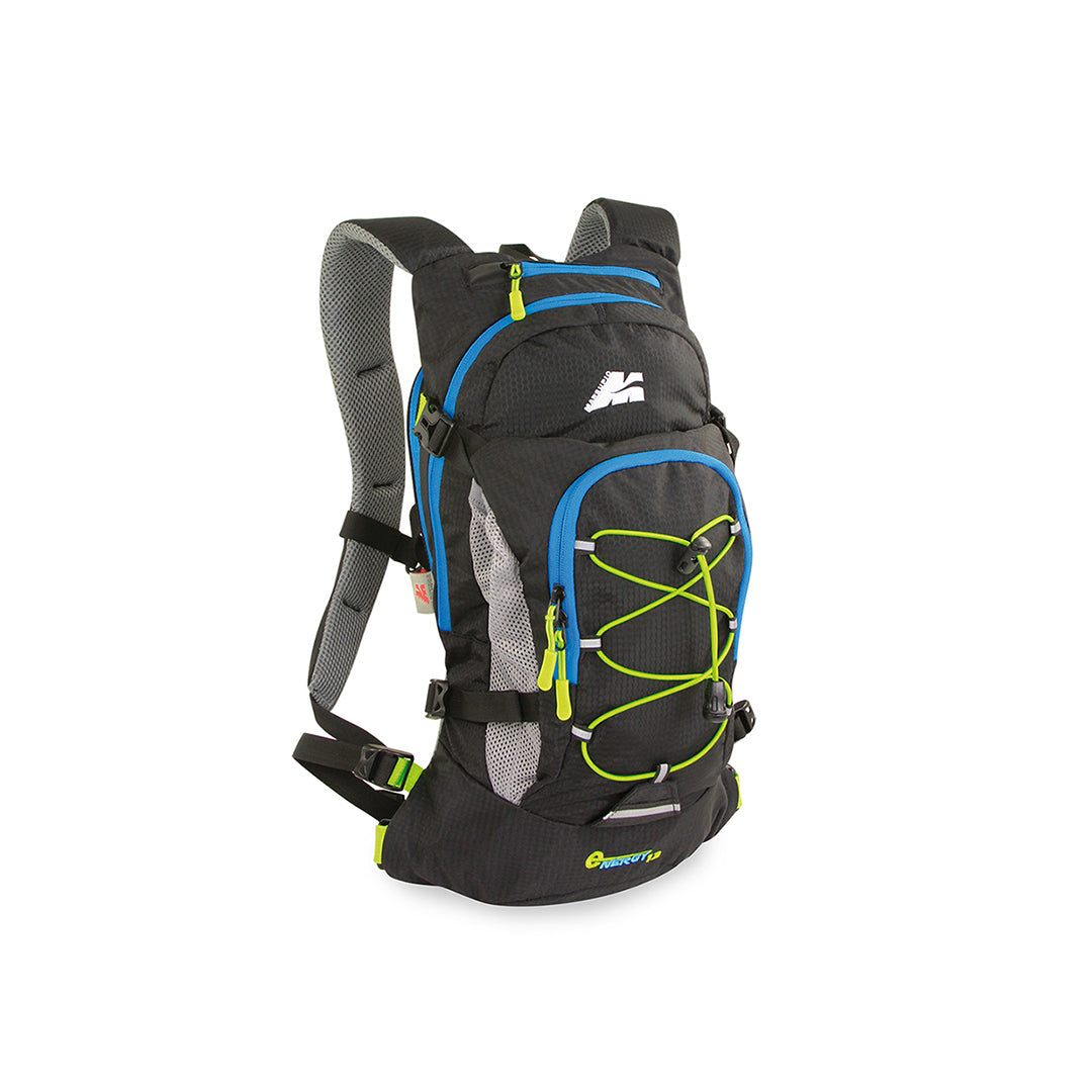 Mochila Marsupio Energy negra con azul fabricada en Nylon HD Ripstop para ciclismo y actividades outdoor
