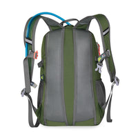 Vista trasera de la mochila Marsupio Matchy 24 verde con respaldo transpirable