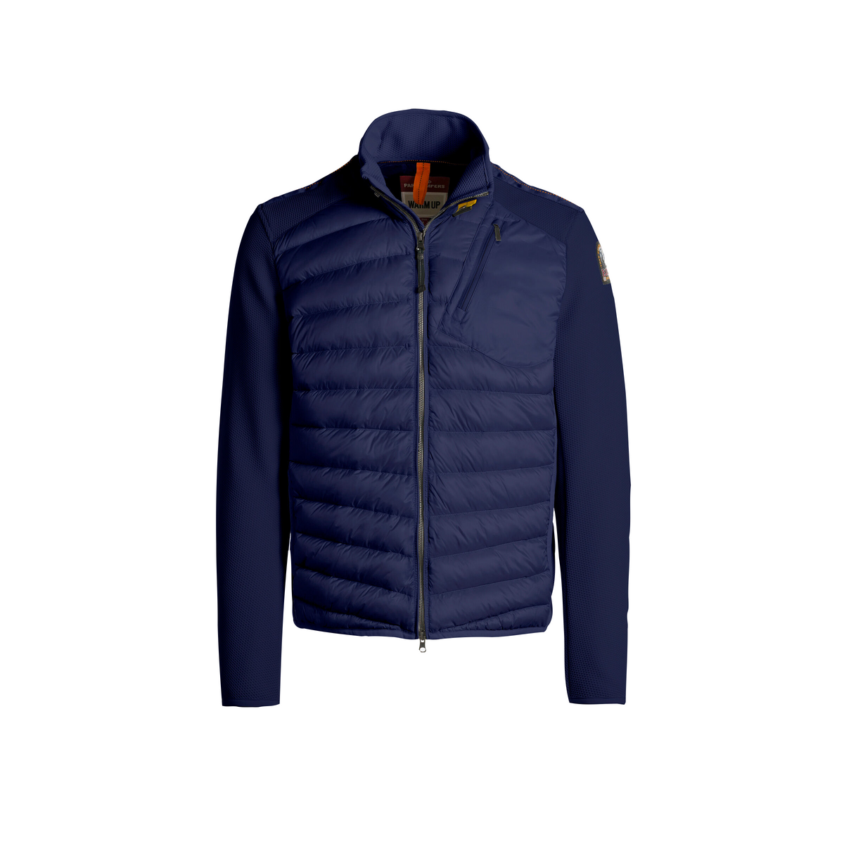 Detalle de tejido híbrido en chamarra Parajumpers Jayden azul navy