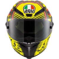 Detalle mentonera casco AGV Pista GP Soleluna Qatar 2015 número 46 Valentino Rossi
