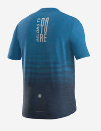 Vista trasera de jersey Bicycle Line Cadore azul con bolsillo trasero con cierre