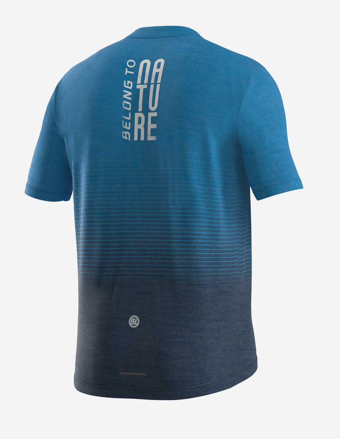 Vista trasera de jersey Bicycle Line Cadore azul con bolsillo trasero con cierre