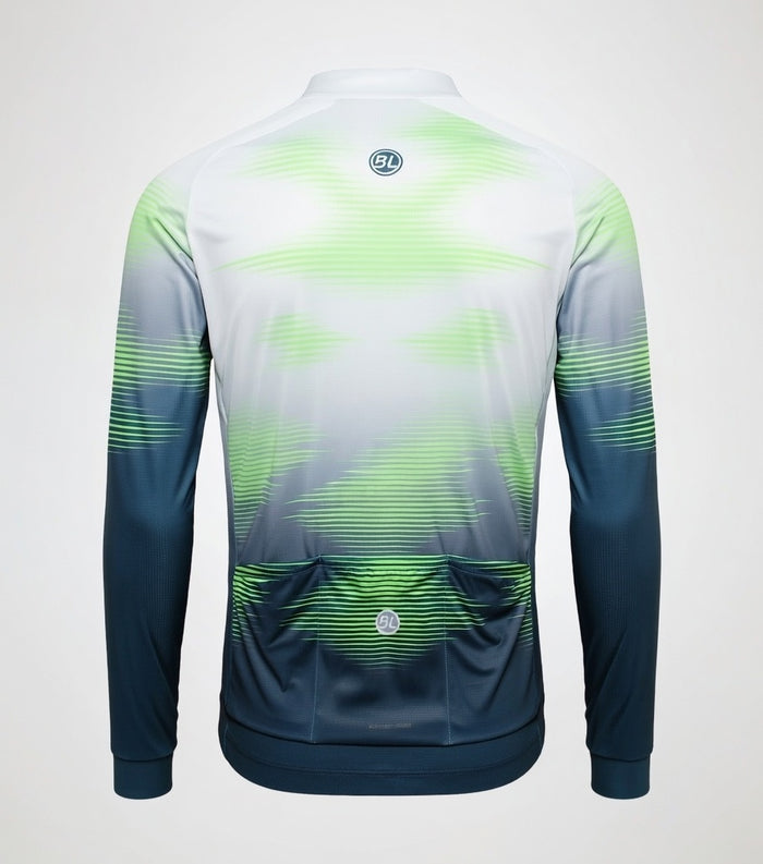 Vista trasera de jersey Bicycle Line Cyclone con bolsillos traseros