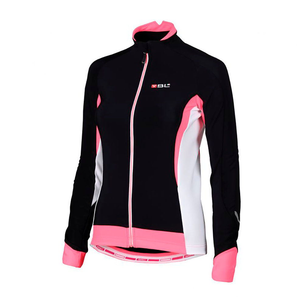 Playera de ciclismo Bicycle Line Sogno para mujer negra con rosa manga larga