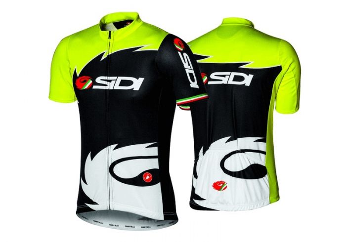 Playera de Ciclismo Sidi Pippo Blanca y Amarillo Fluorescente Transpirable