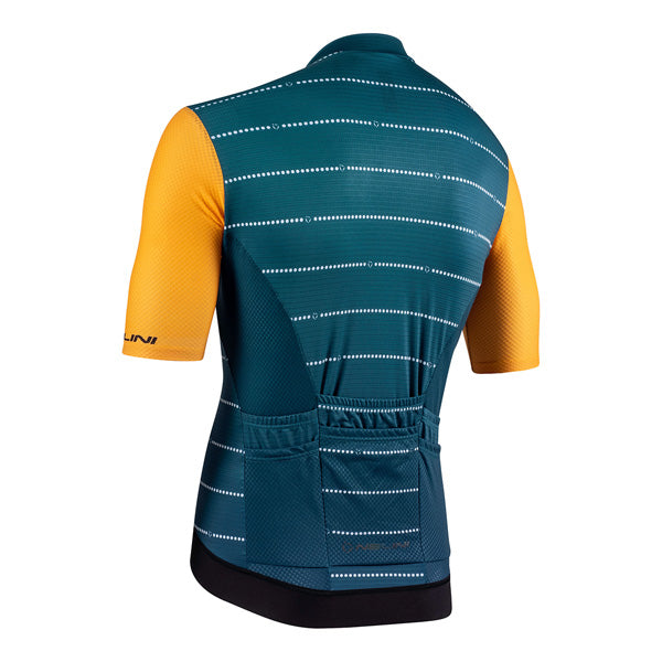 Vista trasera de jersey Nalini BAS Respect azul con seis bolsillos