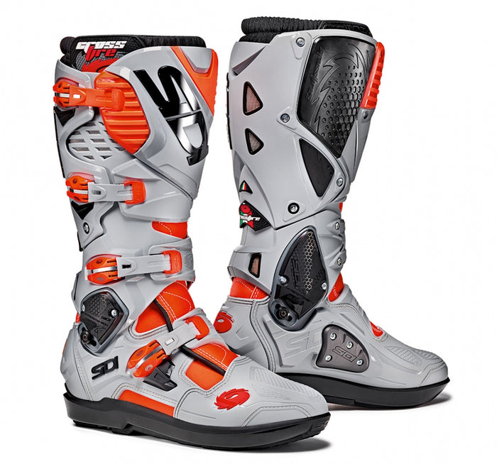 Botas para motocross Sidi Crossfire 3 SRS gris rojo negro vista frontal