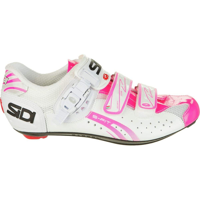 Zapatillas de ciclismo ruta para mujer Sidi Genius 5 Fit Carbon White Fuxia
