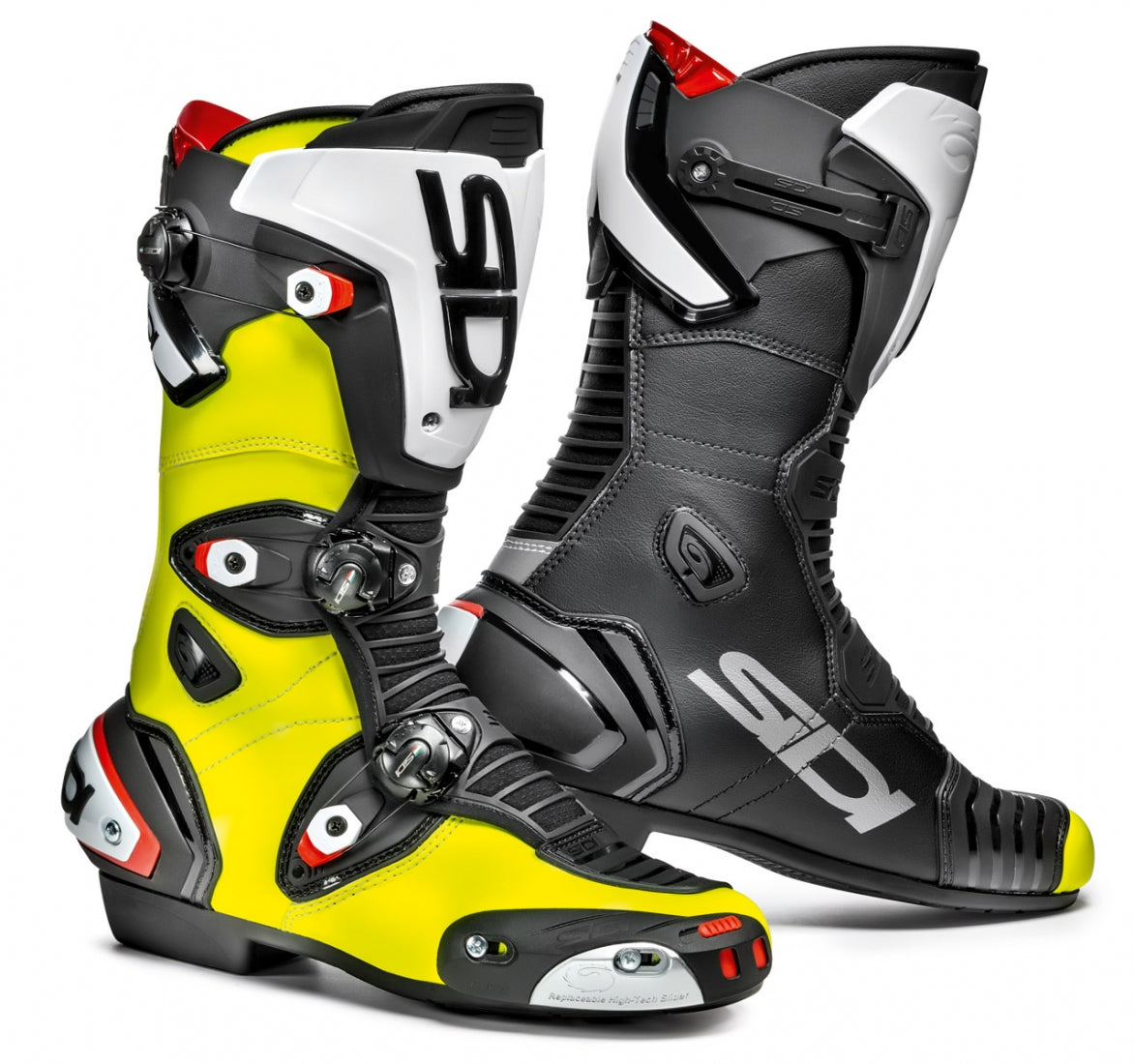 Botas para moto Sidi Mag-1 amarillo flúor negro utilizadas en conducción deportiva
