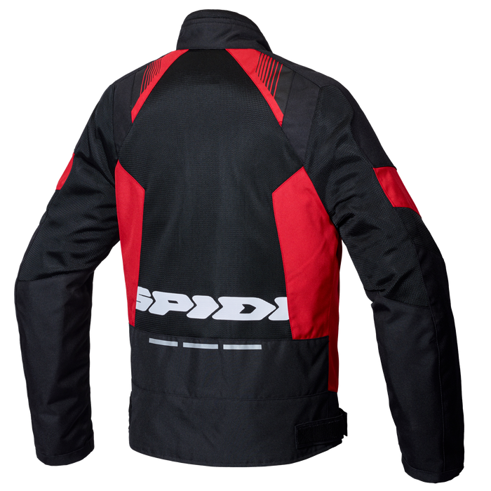 Vista trasera de la chaqueta para moto Spidi Flash Evo Net Windout negra roja