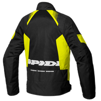 Vista trasera de la chaqueta para moto Spidi Flash Evo Net Windout negro amarillo flúor