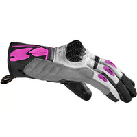 Vista frontal de los guantes para moto mujer Spidi G-Carbon Lady negro fucsia