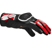 Vista frontal de los guantes para moto Spidi G-Warrior negro rojo
