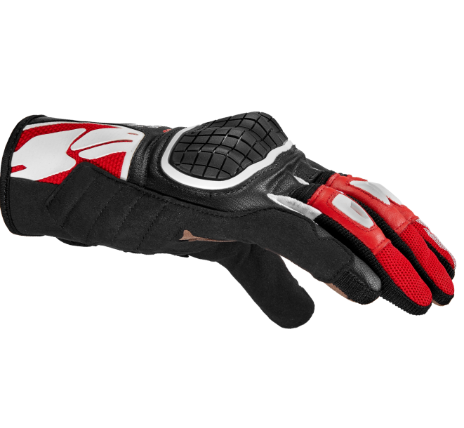 Vista frontal de los guantes para moto Spidi G-Warrior negro rojo