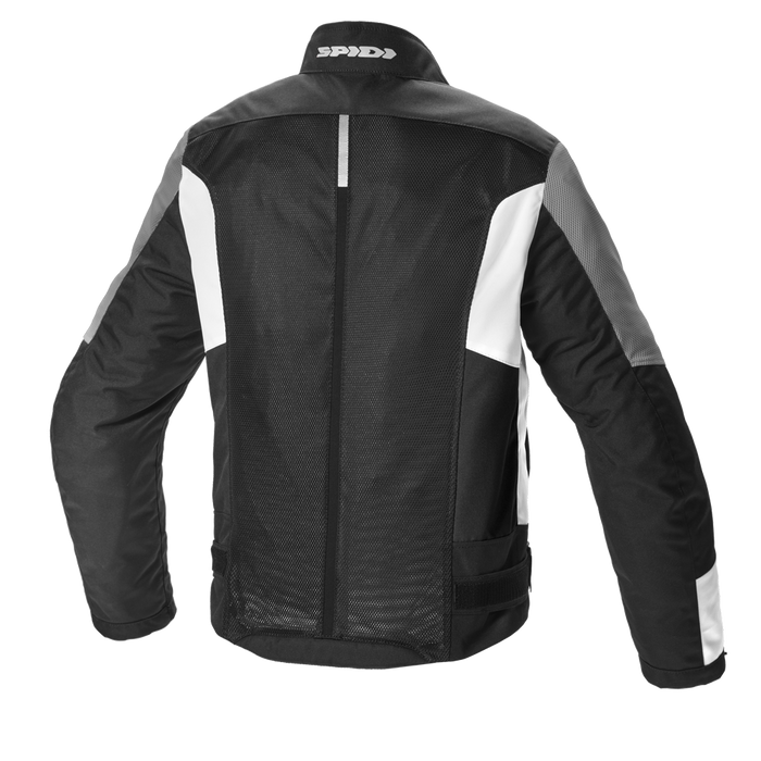 Vista trasera de la chamarra para moto Spidi Solar Net Sport negra gris