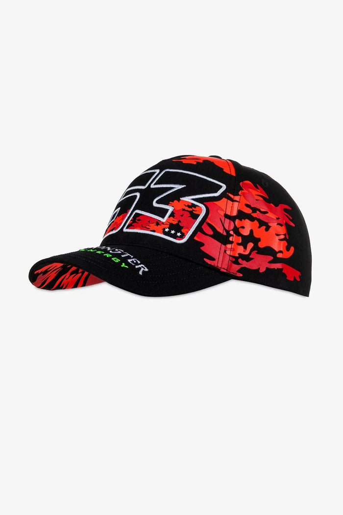 Gorra VR46 Francesco Bagnaia Monster Energy 63 negra vista frontal