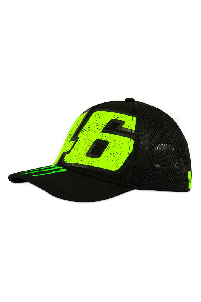 Gorra VR46 Monster Energy Trucker negra vista frontal