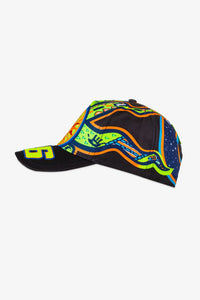 Vista lateral de la gorra VR46 Sole Luna Heritage negra