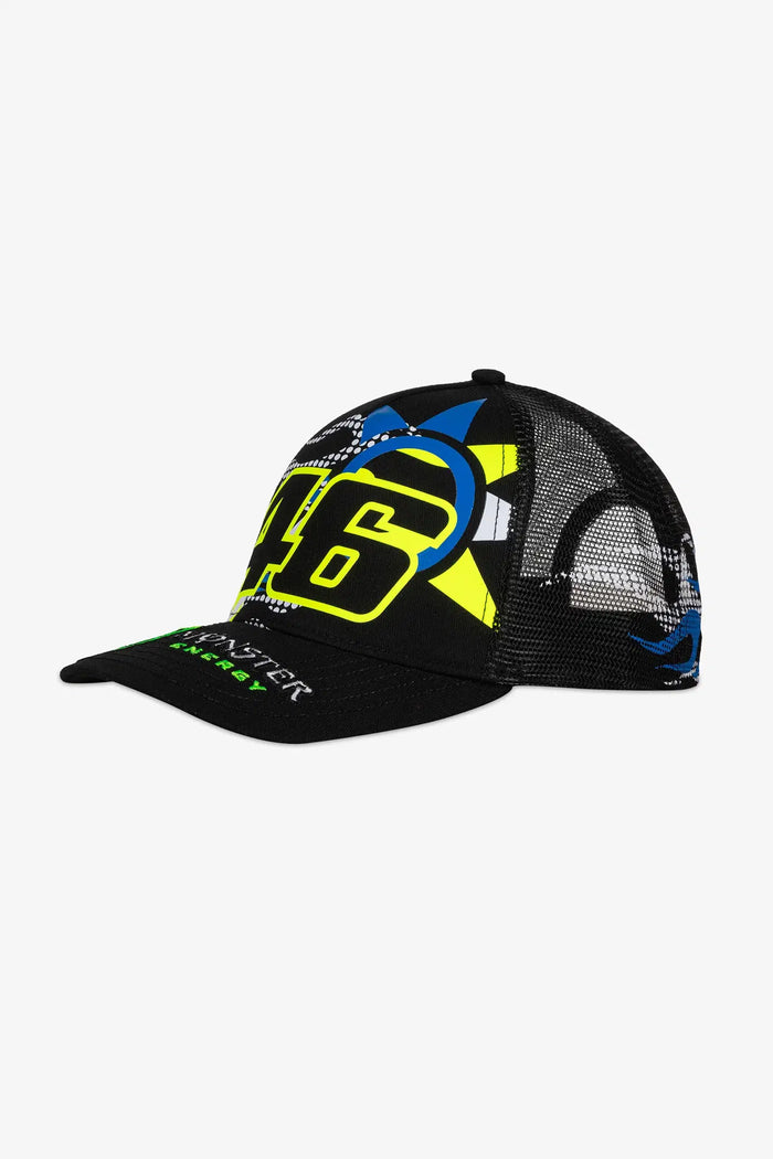 Gorra Trucker VR46 Sole Luna Monster Energy negra vista frontal