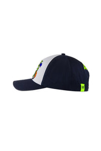 Vista lateral de la gorra VR46 Street Art para mujer blanca