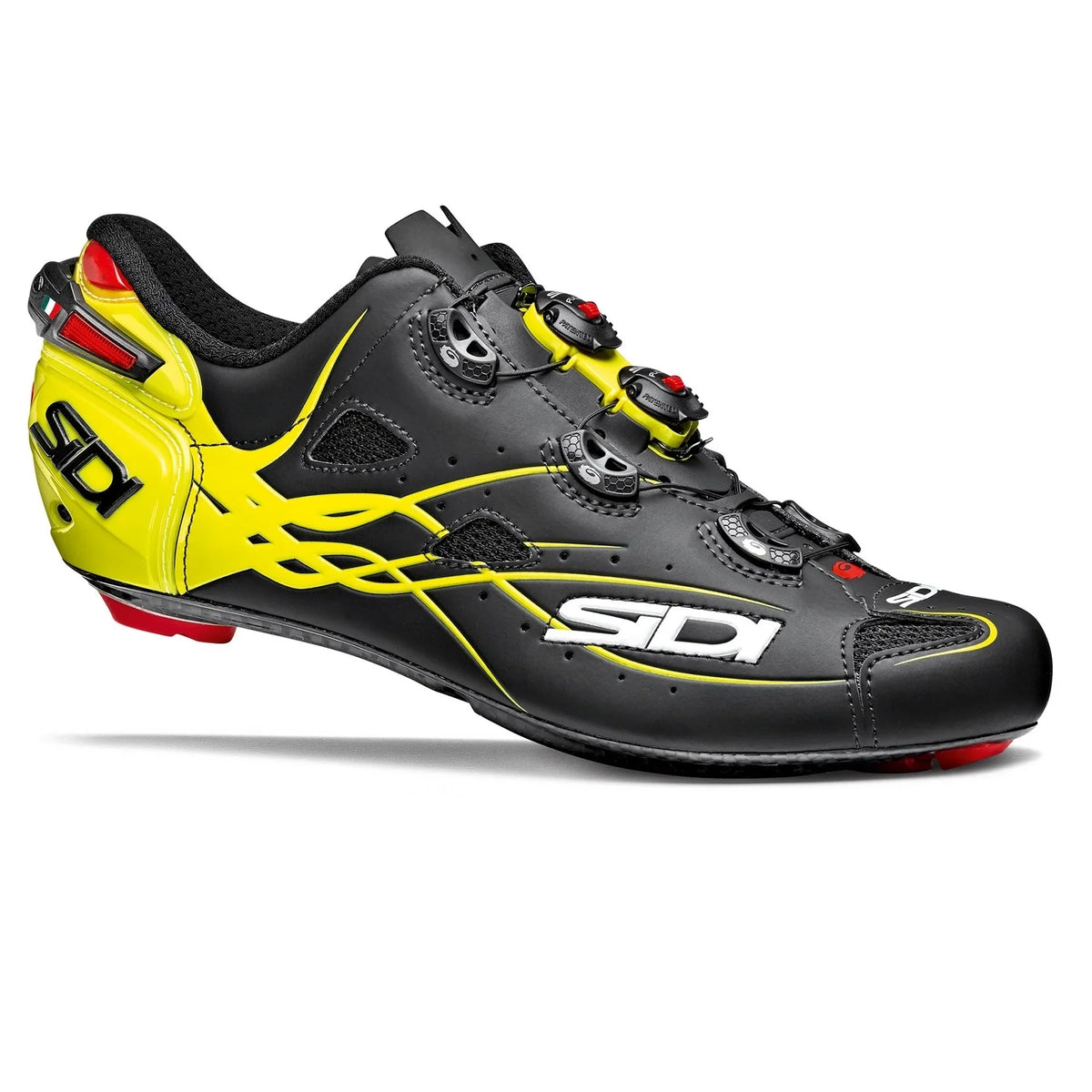 Zapatillas de ciclismo Sidi Shot Matte negro amarillo flúor con suela de carbono